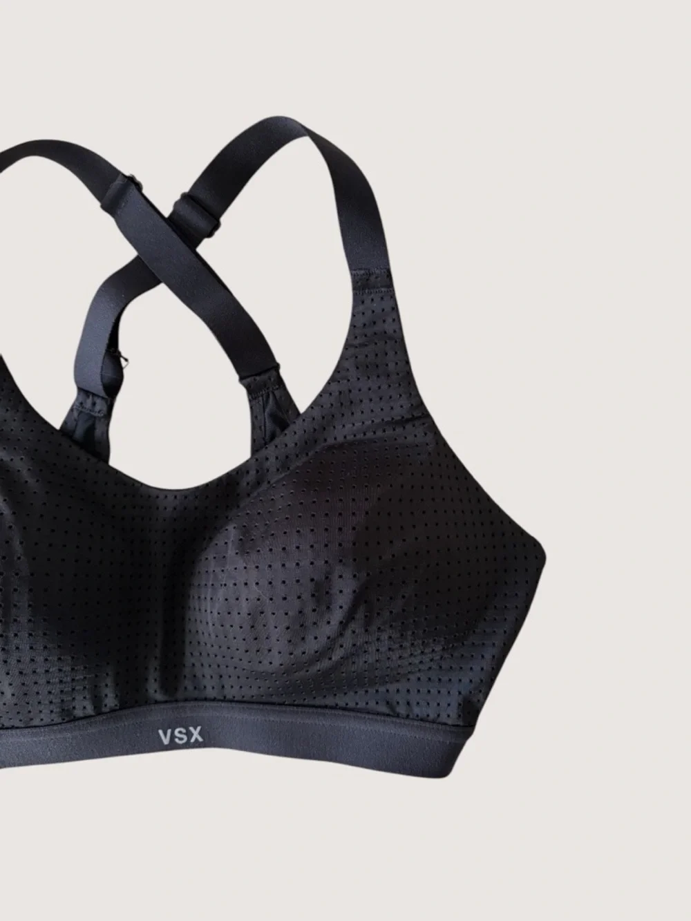 VSX Black Perforated Cross-Back Sports Bra